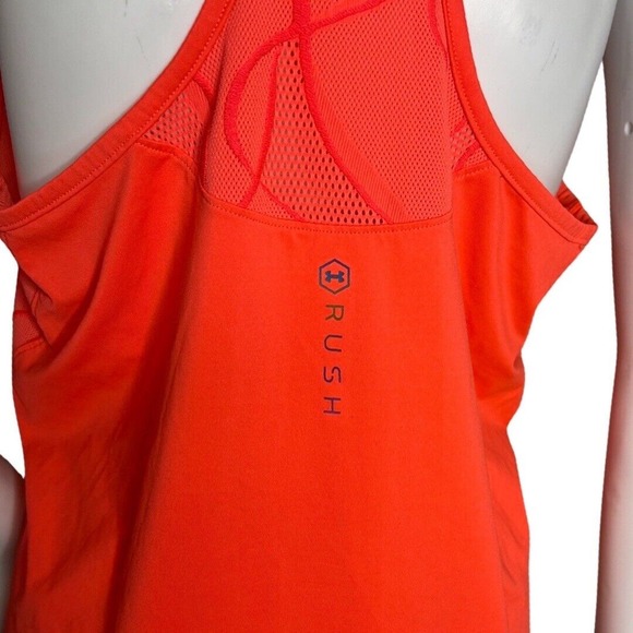 Under Armour Tank Womens Medium Orange UA Rush High Neck Gym Workout Athleisure - Picture 5 of 6